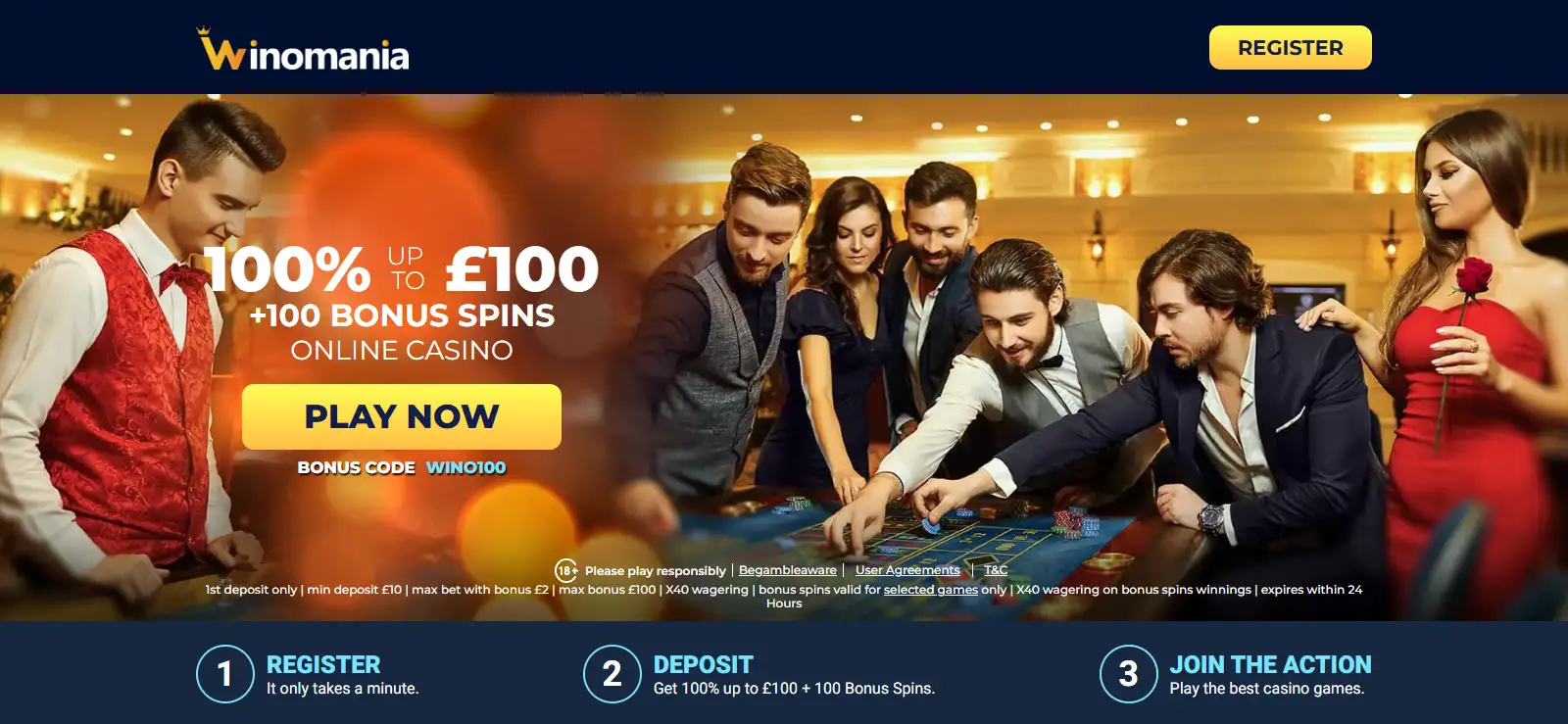 Current Winomania UK landing page and offer area
